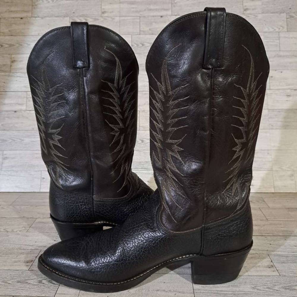 Men's Dan Post Milwaukee Western Black Leather Rodeo Cowboy Boots Size 14 - Picture 7 of 10